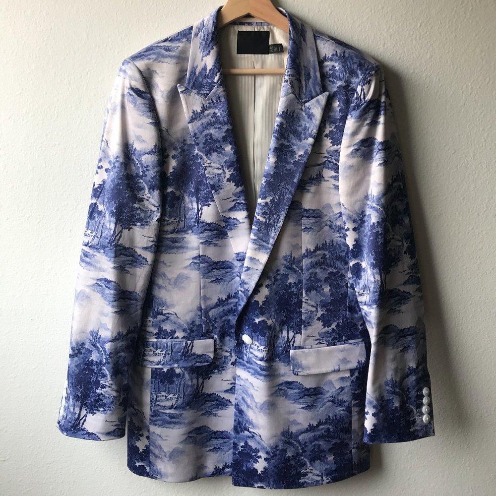 ASOS Slim Longline Blazer, Landscape Print
